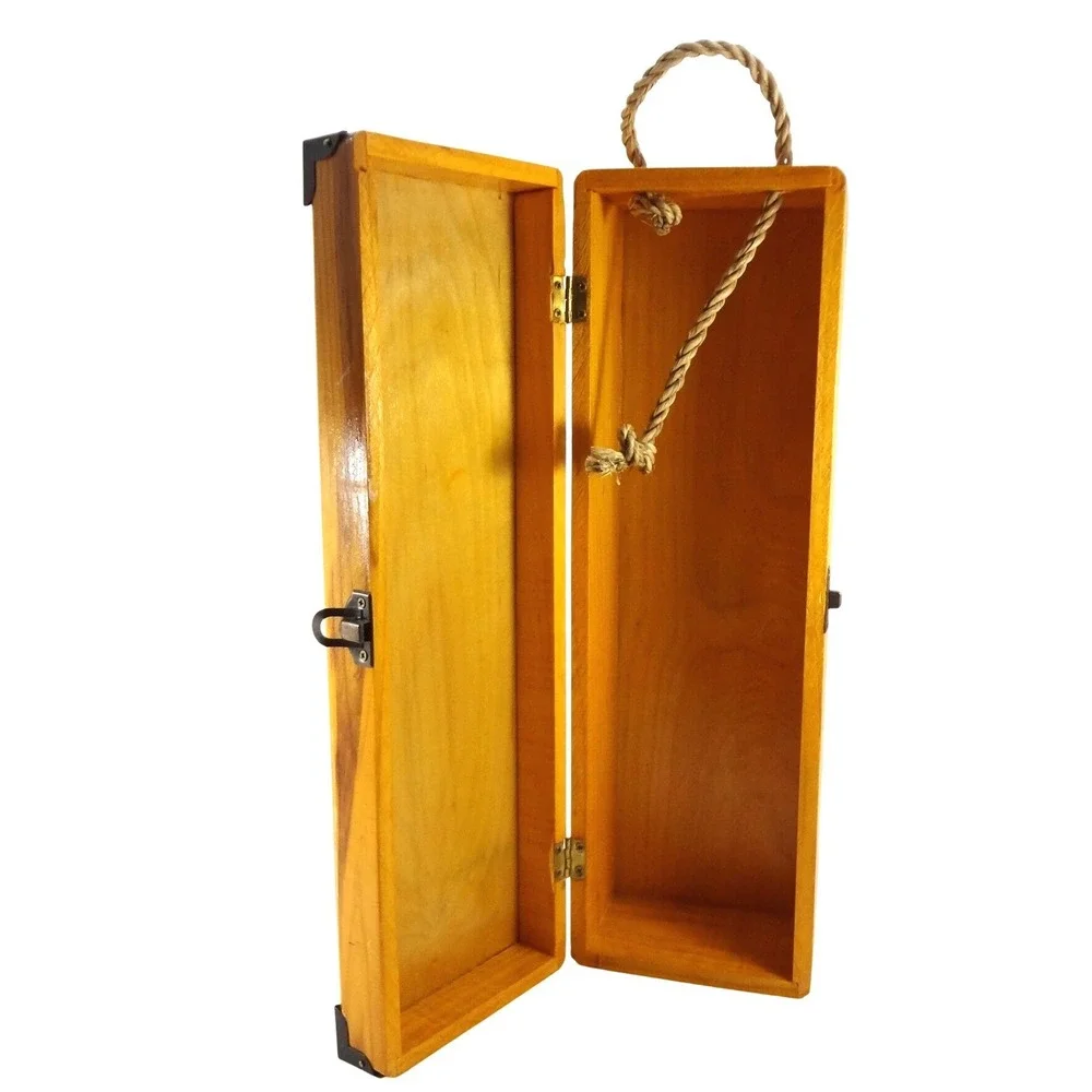 Greenbrier‎ Basket Co Vintage Golf Wooden Wine Bottle Gift Box Rope Handle Latch